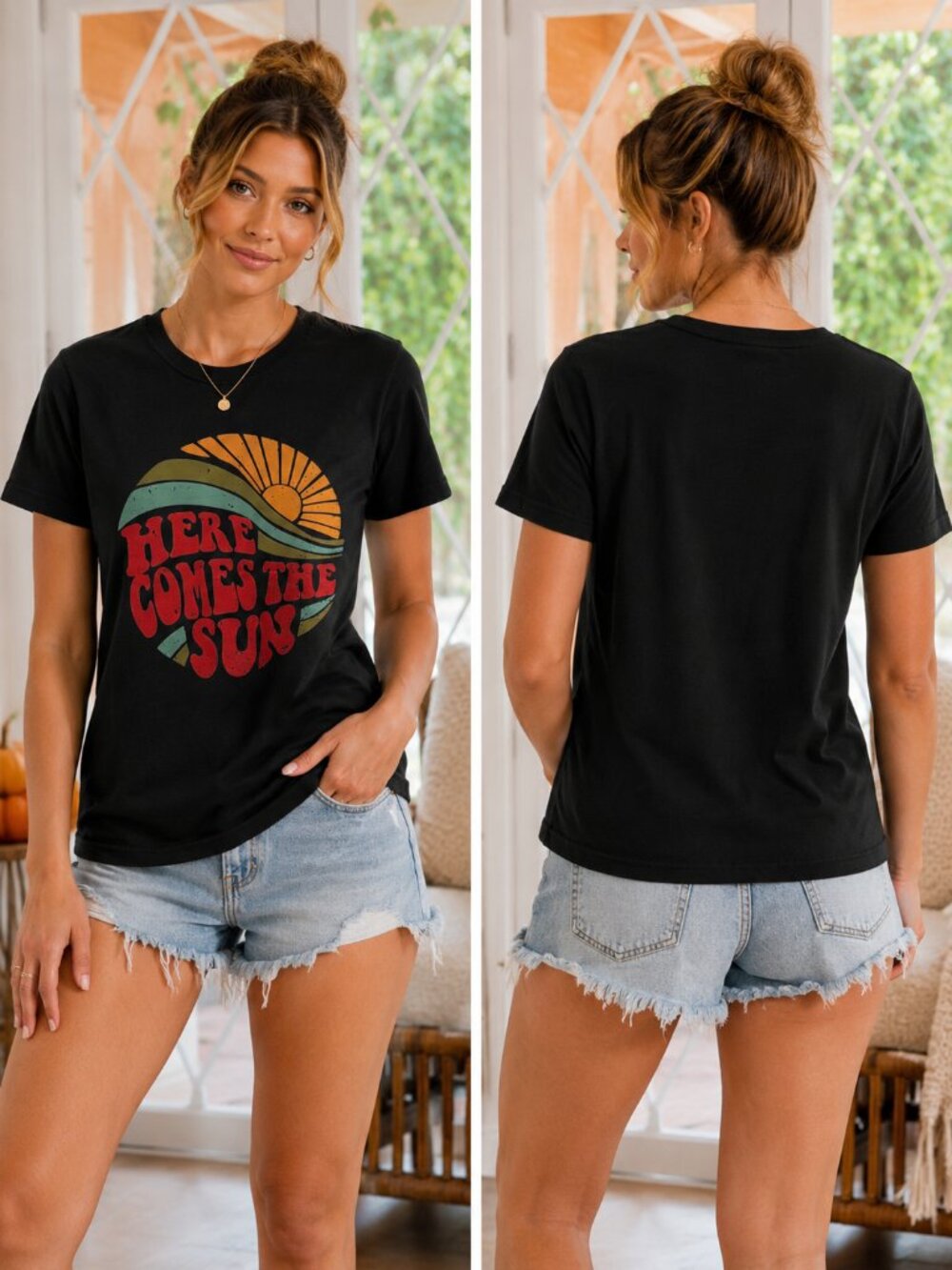 ☀️ Here Comes The Sun Graphic T-Shirt | Size S | Retro Vintage Style 🌞